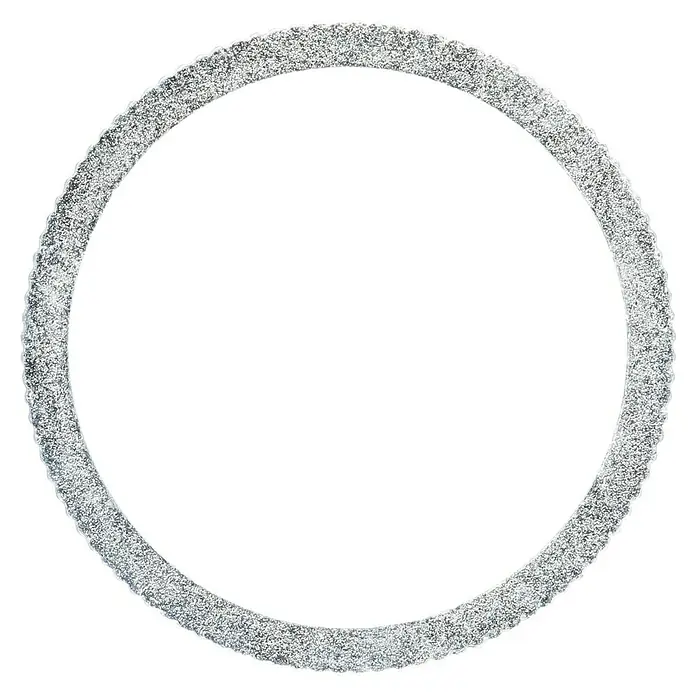 Bosch Reduzierring - Durchmesser: 30 mm, Bohrung: 25,4 mm, Stärke: 1,8 mm - Nahaufnahme eines funkelnden, silbernen Reifs, der Eleganz und Glanz für jedes Outfit verspricht. Ideal für besondere Anlässe, ein echter Hingucker!