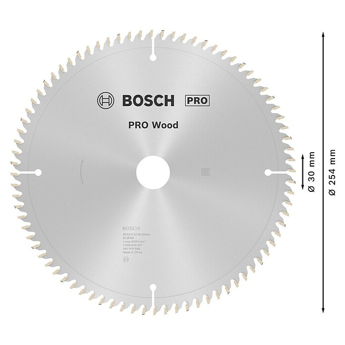 Bosch Kreissägeblatt (Durchmesser: 254 mm, Bohrung: 30 mm, Anzahl Zähne: 80 Zähne)