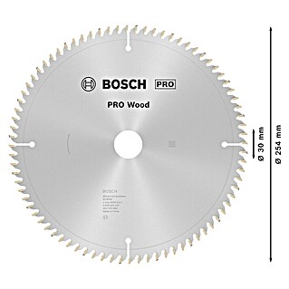 Bosch Kreissägeblatt Pro Wood (254 mm, Bohrung: 30 mm, Anzahl Zähne: 80 Stk.)