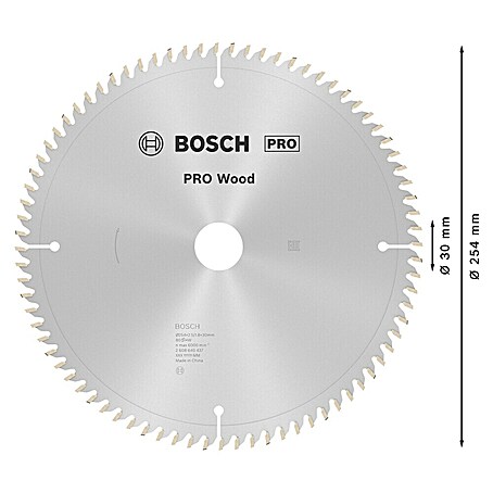 Bosch Kreissägeblatt Pro Wood (254 mm, Bohrung: 30 mm, Anzahl Zähne: 80 Stk.)