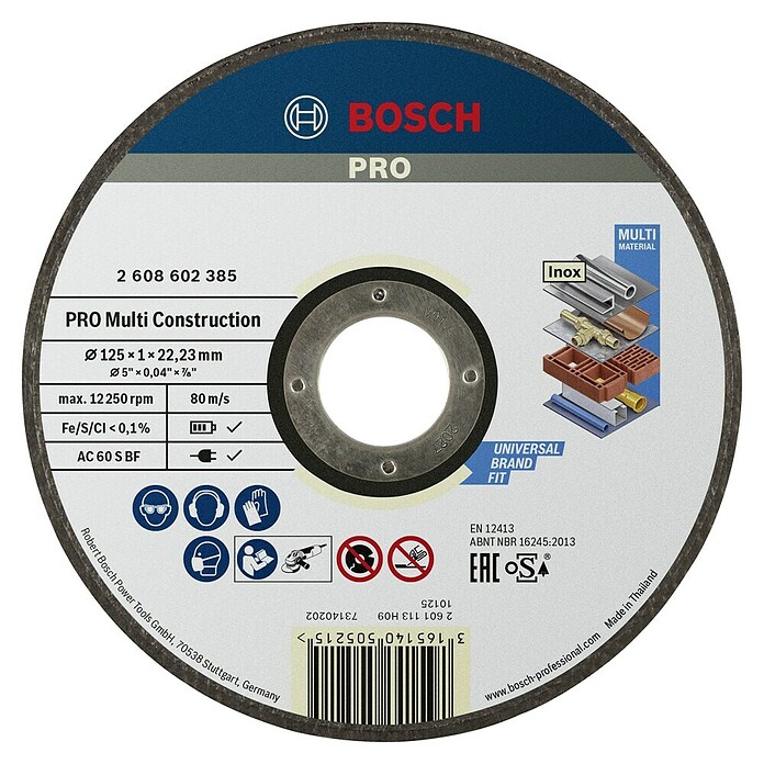 Bosch Professional Disco de corte Rapido Multi Construction (Diámetro disco: 125 mm, Específico para: Materiales de obra)