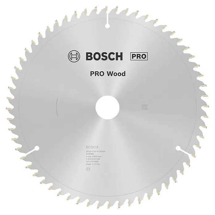 Bosch Kreissägeblatt Optiline Wood - 254 mm, Bohrung: 30 mm, Anzahl Zähne: 60 Stk., 1 Stk. - Ein Bosch Pro Wood Kreissägeblatt mit 254 mm Durchmesser für präzise Holzschnitte in Profiqualität.