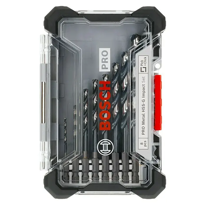 Bosch Metallbohrer Impact Control HSS - 8 Stk., Durchmesser Bohrer: 10 mm - Bosch Pro Metal HSS-G Impact Set, 8-teilig im robusten Koffer. Ideal für professionelle Anwender.