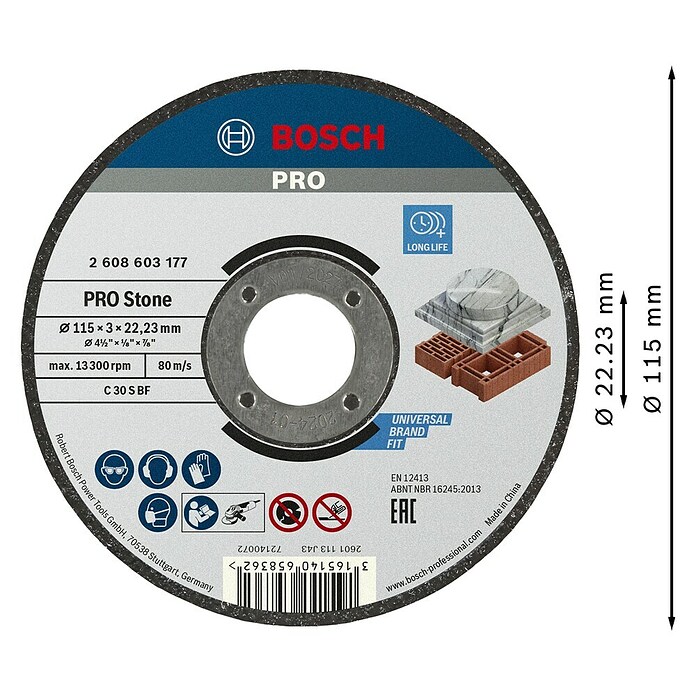 Bosch Professional Trennscheibe Expert for Stone (Durchmesser Scheibe: 115 mm, Geeignet für: Stein)