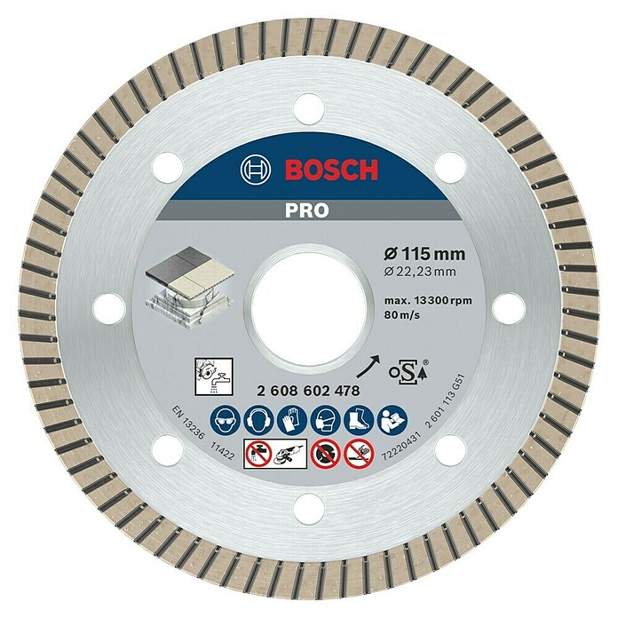 Bosch Diamant-Trennscheibe Best for Ceramic Extra Clean Turbo (Durchmesser: 115 mm, Bohrung: 22,23 mm, Geeignet für: Porzellan, 1 Stk.) | BAUHAUS