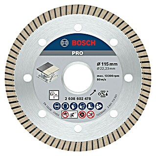 Bosch Diamant-Trennscheibe Best for Ceramic Extra Clean Turbo (Durchmesser: 115 mm, Bohrung: 22,23 mm, Geeignet für: Porzellan, 1 Stk.)