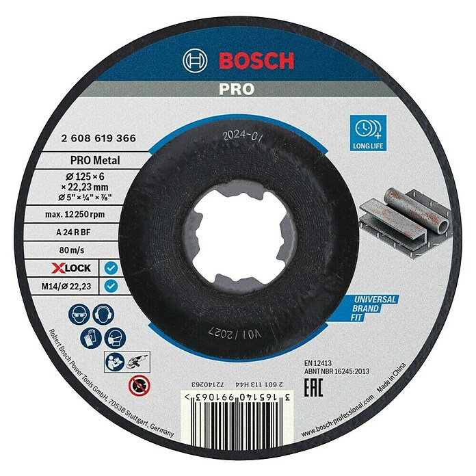 Bosch Professional Disco de desbaste X-Lock Expert for Metal A 30 T BF (Apto para: Metal, Diámetro disco: 125 mm, Espesor disco: 6 mm)