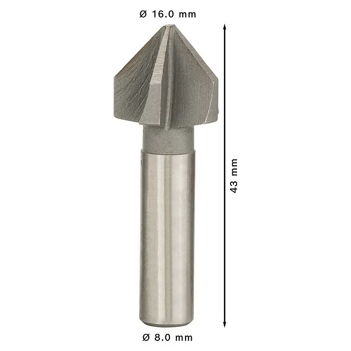 Bosch Kegelsenker - Durchmesser Bohrer: 16 mm, Rundschaft - Metall-Kegelsenker mit 16,0 mm Kopfdurchmesser und 8,0 mm Schaft.