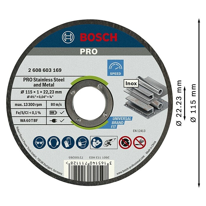Bosch Rezni disk  (Promjer rezne ploče: 115 mm, Debljina plohe: 1 mm, 10 Kom.) | BAUHAUS