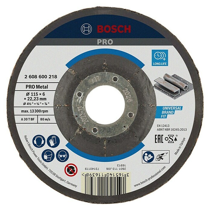 Bosch Schruppscheibe Expert for Metal A 30 T BF (Durchmesser: 115 mm, Stärke Scheibe: 6 mm, 1 Stk.) | BAUHAUS