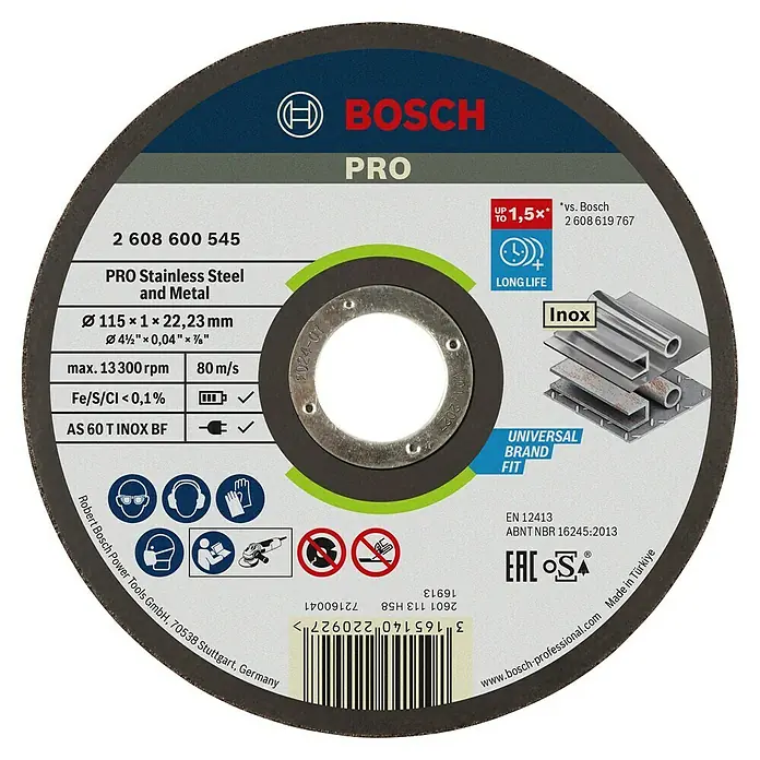 Bosch Professional Trennscheibe Rapido Expert for Inox - Durchmesser Scheibe: 115 mm, Geeignet für: Edelstahl - Bosch Trennscheibe Pro für Edelstahl und Metall, 115 x 1 x 22,23 mm. Ideal zum Trennen von Edelstahl und Metall mit langer Lebensdauer.
