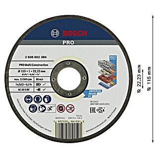 Bosch Trennscheibe Rapido Multi Construction (Durchmesser Scheibe: 115 mm, Geeignet für: Baustellenmaterialien)