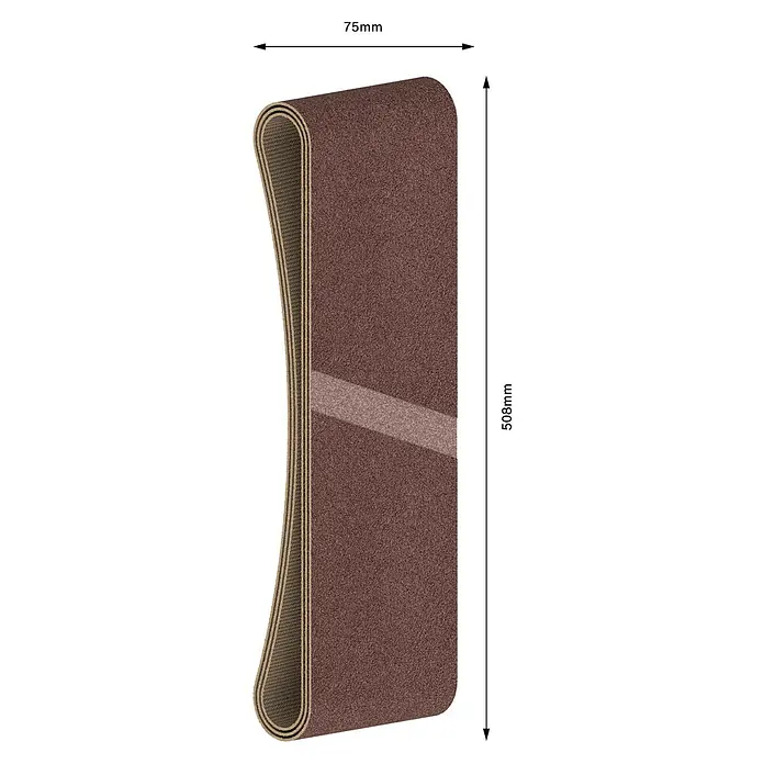 Bosch Schleifband-Set X440 Best for Wood and Paint - 75 x 508 mm, Körnung: 60 - 100, 3 Stk. - Braunes Schleifband, 75x508mm, mit strukturierter Oberfläche und sichtbarer Geweberückseite.
