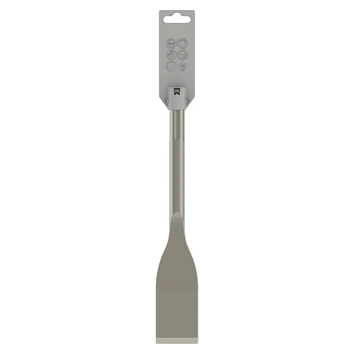 Bosch Fliesenmeißel Long Life - Länge: 300 mm, SDS Max - Aufnahme eines schlanken, grauen Desinfektionsmittelständers mit einer Spenderflasche, der Hygiene und Ordnung betont.