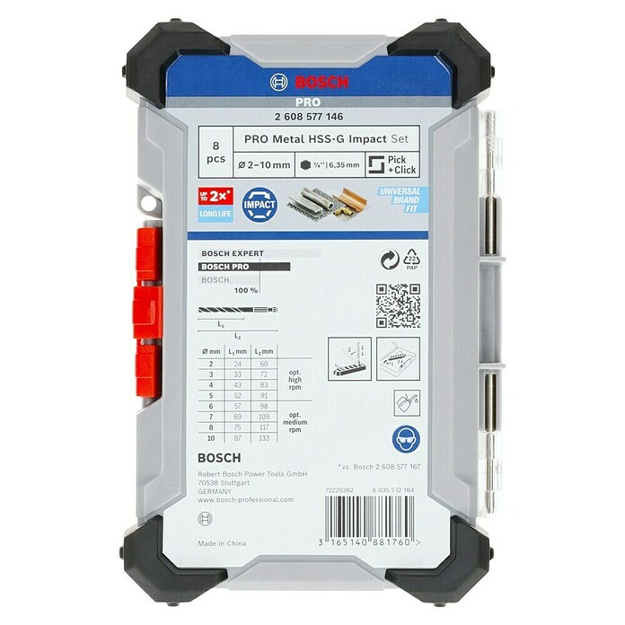 Bosch Broca para metal Impact Control HSS (8 ud., Diámetro de la broca: 10 mm) | BAUHAUS