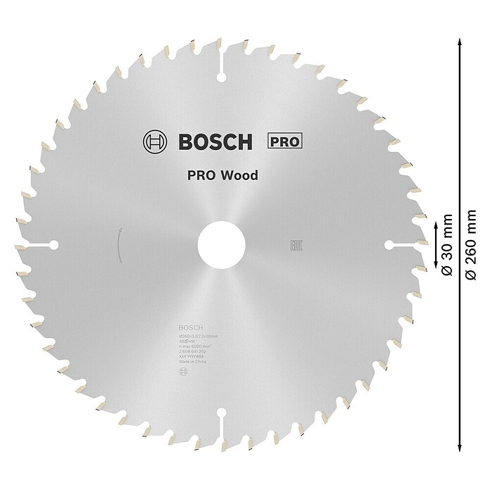 Bosch Disco de sierra (Diámetro: 260 mm, Orificio: 30 mm, Número de dientes: 48 dientes)