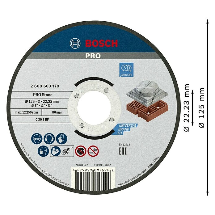 Bosch Professional Rezni disk Expert for Stone  (Promjer rezne ploče: 125 mm, Prikladno za: Kamen) | BAUHAUS