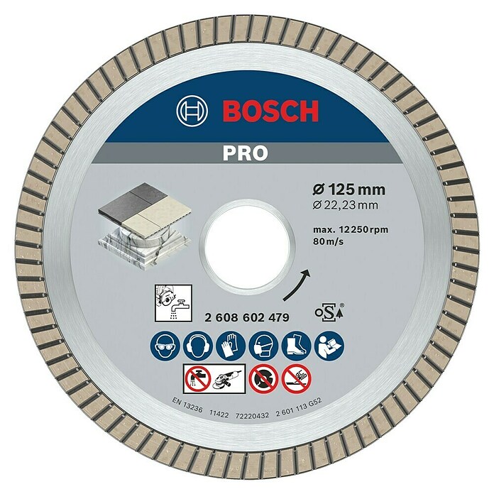 Bosch Diamant-Trennscheibe Best for Ceramic Extra Clean Turbo (Durchmesser: 125 mm, Bohrung: 22,23 mm, Geeignet für: Porzellan, 1 Stk.) | BAUHAUS