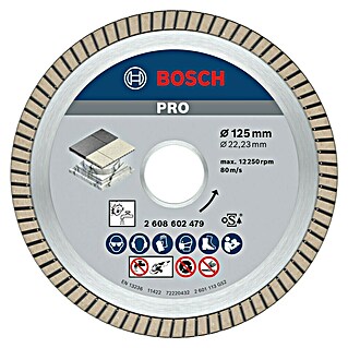 Bosch Diamant-Trennscheibe Best for Ceramic Extra Clean Turbo (Durchmesser: 125 mm, Bohrung: 22,23 mm, Geeignet für: Porzellan, 1 Stk.)