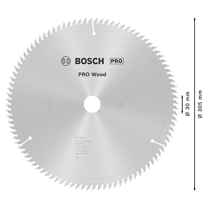 Bosch Kreissägeblatt (Durchmesser: 305 mm, Bohrung: 30 mm, Anzahl Zähne: 96 Zähne)