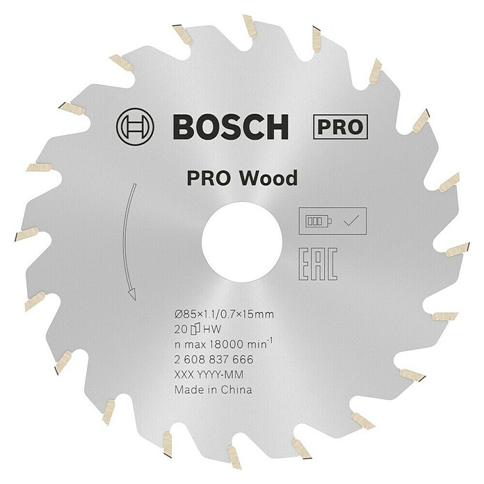 Bosch Disco de sierra (Diámetro: 85 mm, Orificio: 15 mm, Número de dientes: 20 dientes)