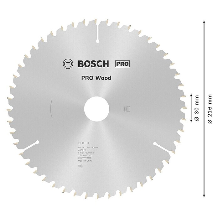 Bosch Kreissägeblatt (Durchmesser: 216 mm, Bohrung: 30 mm, Anzahl Zähne: 48 Zähne)