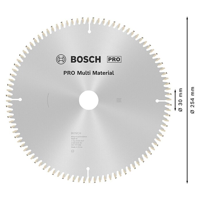 Bosch Disco de sierra (Diámetro: 254 mm, Orificio: 30 mm, Número de dientes: 96 dientes)