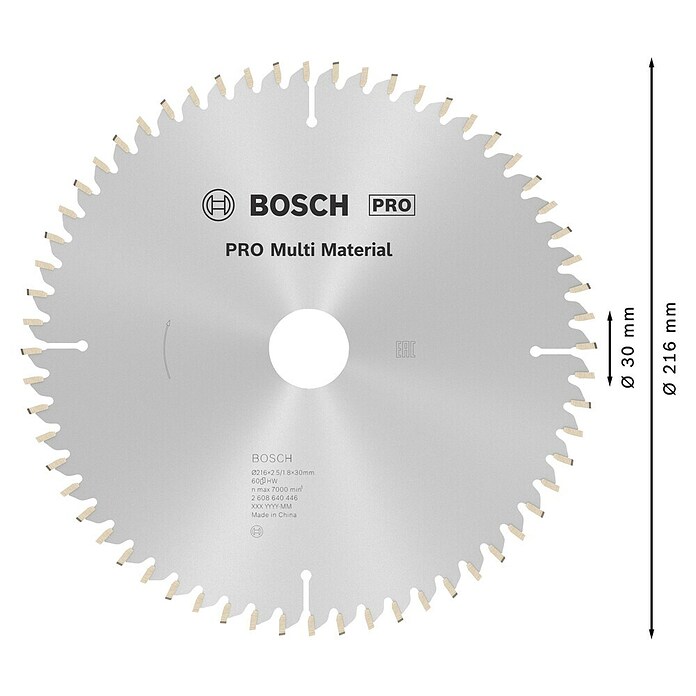 Bosch Kreissägeblatt (216 mm, Bohrung: 30 mm, 60 Zähne)