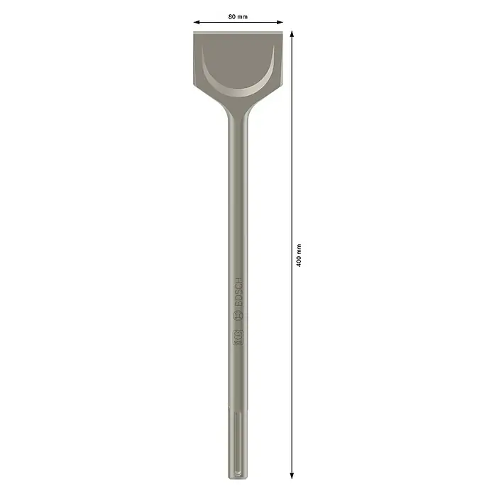 Bosch Spatmeißel Long Life - SDS Max, Breite: 80 mm, 1 Stk. - Grauer Bosch SDS max Flachmeißel aus Metall, 80mm breit, 400mm lang.