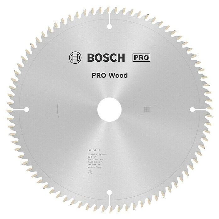 Bosch Kreissägeblatt (Durchmesser: 254 mm, Bohrung: 30 mm, Anzahl Zähne: 80 Zähne)