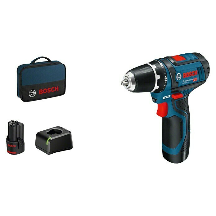 Bosch Professional Akku-Bohrschrauber GSR 12V-1512 V, 2 Akkus, 2 Ah, Leerlaufdrehzahl: 0 U/min - 1.300 U/min Unknown