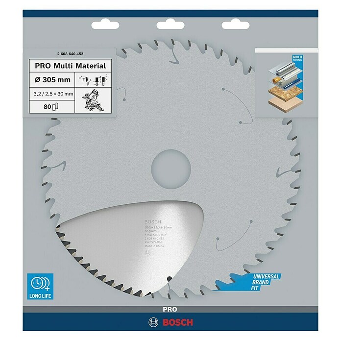 Bosch Disco de sierra (Diámetro: 305 mm, Orificio: 30 mm, Número de dientes: 96 dientes)