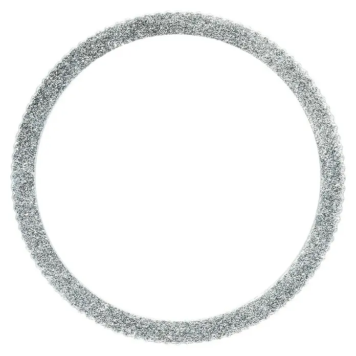 Bosch Reduzierring - Durchmesser: 30 mm, Bohrung: 25,4 mm, Stärke: 1,5 mm - Glitzernder Reifen: Ein schimmernder, kreisförmiger Reifen mit silbernem Glitzerfinish, ideal für dekorative Zwecke und kreative Projekte.