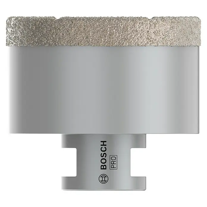 Bosch Diamant-Trockenbohrer Dry Speed - Durchmesser: 68 mm - Nahaufnahme eines Bosch Pro Lochsägebohrers mit Diamantbesatz, ideal für präzise Schnitte in harten Materialien.