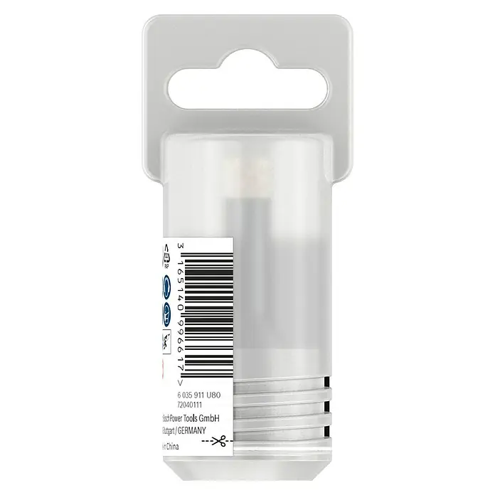 Bosch Diamant-Trockenbohrer Dry Speed - Durchmesser: 10 mm - Nahaufnahme eines Werkzeugs in einer transparenten Kunststoffverpackung mit Barcode und Herstellerinformationen.