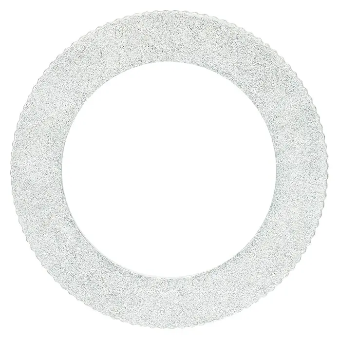 Bosch Reduzierring - Durchmesser: 30 mm, Bohrung: 20 mm, Stärke: 1,2 mm - Ein runder, schimmernder Teppich mit einer hellgrauen Textur, perfekt für eine moderne Raumgestaltung und gemütliche Atmosphäre.