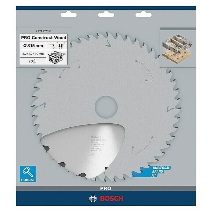 Bosch List krožne žage Construction Wood  (315 mm, Izvrtina: 30 mm, Število zobcev: 20 kos) | 2555 - Kreissägeblätter | BCDB - Zubehör Sägen | BCD - Maschinenzubehör | BC - Maschinenzubehör | B - Werkz/Masch/Maschzubeh/Auto | BAUHAUS