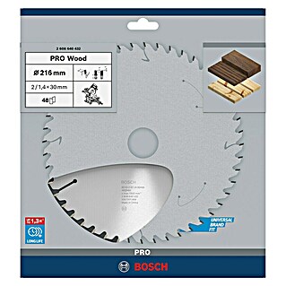 Bosch Kreissägeblatt Optiline Wood (216 mm, Bohrung: 30 mm, Anzahl Zähne: 48 Stk.)
