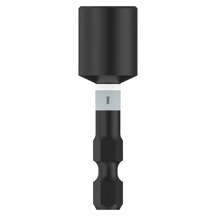 Bosch Inserto para llaves de vaso Impact Control - Ancho de llave: 10 mm, Tamaño de accionamiento: ¼'' hexágono exterior - Primer plano de un adaptador de vaso para atornillador de impacto PRO, diseñado para uso profesional y que ofrece un rendimiento robusto.