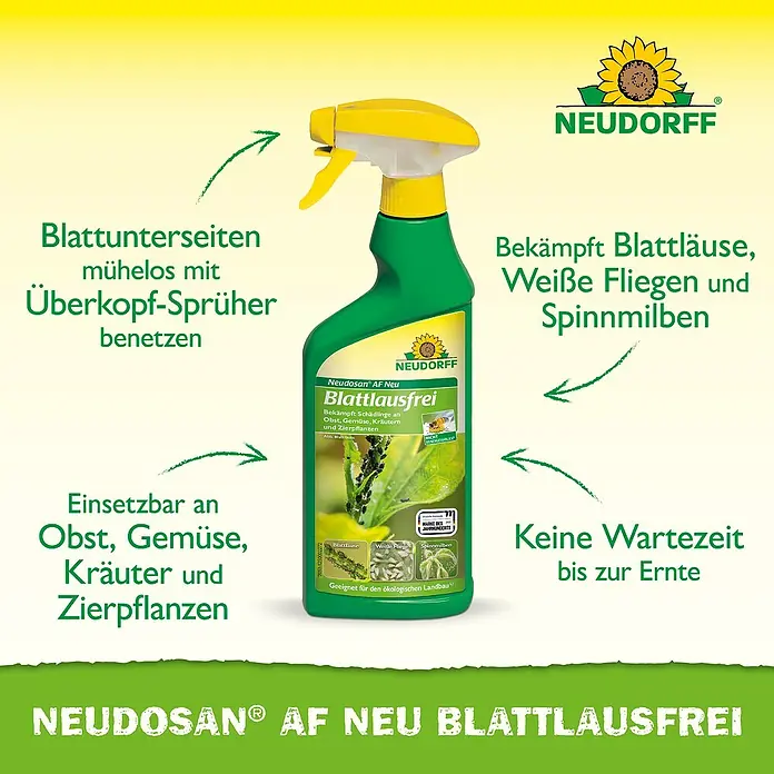 Neudorff Neudosan Blattlausfrei - 500 ml - Neudosan AF Neu Blattlausfrei: Bekämpft Blattläuse, Weiße Fliegen und Spinnmilben. Ideal für Obst, Gemüse, Kräuter und Zierpflanzen.