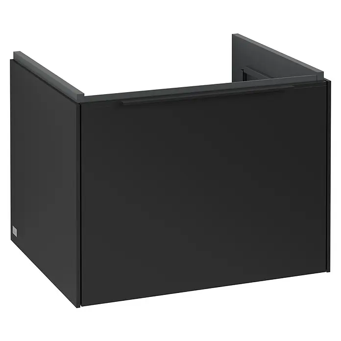 Villeroy & Boch Subway 3.0 Waschbeckenunterschrank - Volcano Black, Anzahl Schubladen: 1 Stk., Farbe Griff: Volcano Black, B x T x H: 57,2 x 47,8 x 42,9 cm - Ein stilvoller, schwarzer Badezimmerschrank mit einer modernen, schlichten Formgebung für ein elegantes Badambiente.
