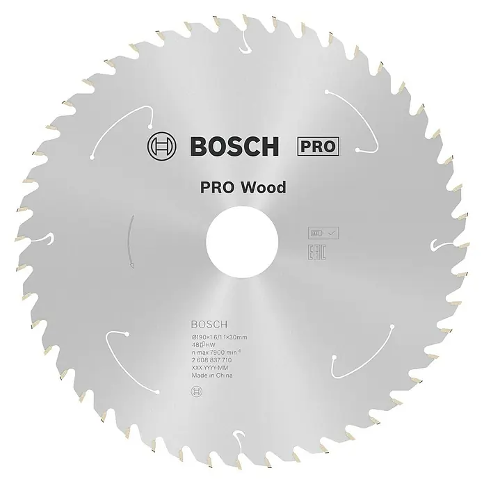 Bosch Kreissägeblatt Standard for Wood - 190 mm, Bohrung: 30 mm, Anzahl Zähne: 48 Stk. - Das Bosch Pro Wood Kreissägeblatt: Ø190 mm, 48 Zähne, ideal für saubere Holzschnitte. Gefertigt für Profis, die Wert auf Präzision legen.