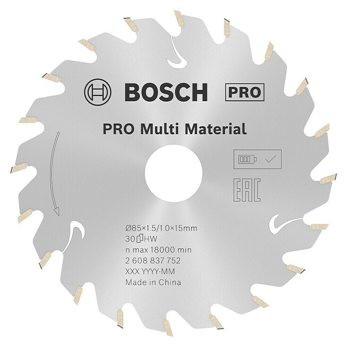 Bosch Disco de sierra (Diámetro: 85 mm, Orificio: 15 mm, Número de dientes: 30 dientes)
