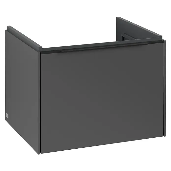 Villeroy & Boch Subway 3.0 Waschbeckenunterschrank - Graphite, Anzahl Schubladen: 1 Stk., Farbe Griff: Volcano Black, B x T x H: 57,2 x 47,8 x 42,9 cm - Moderne graue Waschtischunterschränke mit minimalistischem Design. Praktische Badmöbel zur stilvollen Aufbewahrung.