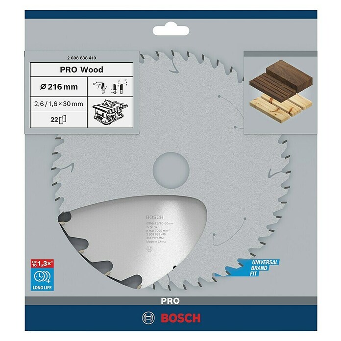 Bosch Disco de sierra (Diámetro: 216 mm, Orificio: 30 mm, Número de dientes: 22 dientes)