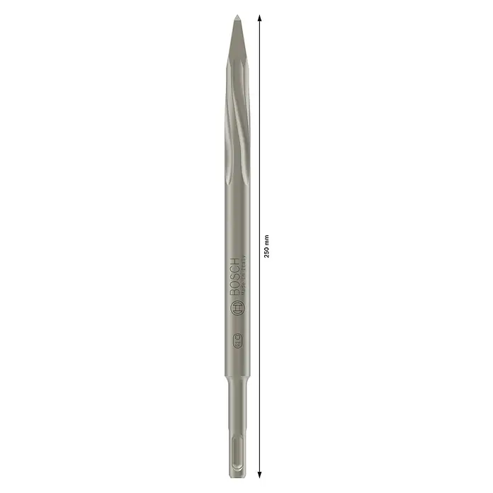 Bosch SDS-Plus-Spitzmeißel Long Life - Länge: 250 mm - Metallic-silberner Bosch SDS-plus Spitzmeißel, 250 mm lang.