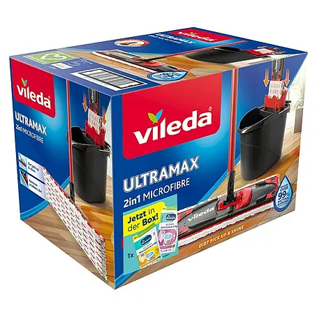 Vileda Ultramax Reinigungssystem & Eimer 2in1 Box Plus Dr. Beckmann Reinigungs-Blätter