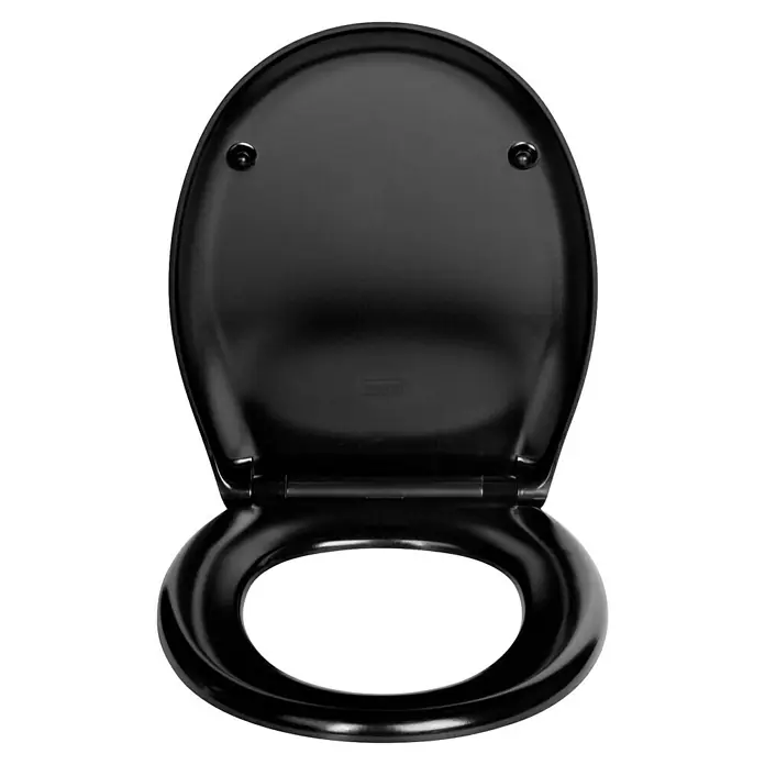 Wenko WC-Sitz Rieti - Duroplast, Schwarz, Mit Absenkautomatik - Schwarzer Toilettensitz mit glänzender Oberfläche. Das schlichte und moderne Design macht diesen Toilettensitz zu einer stilvollen Ergänzung für jedes Badezimmer.