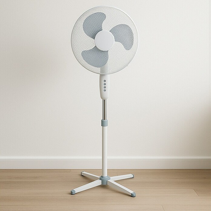 Ventilador de pie con altura regulable (Blanco, 40 cm, 125 cm) | BAUHAUS