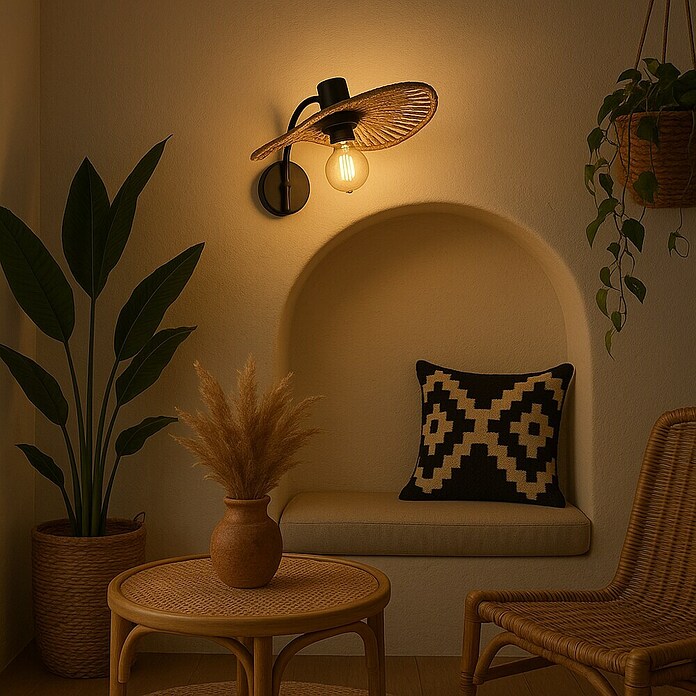 Eglo Siruela Aplique de pared (42 W, L x Al: 36,5 x 25 cm, Marrón, E27) | BAUHAUS